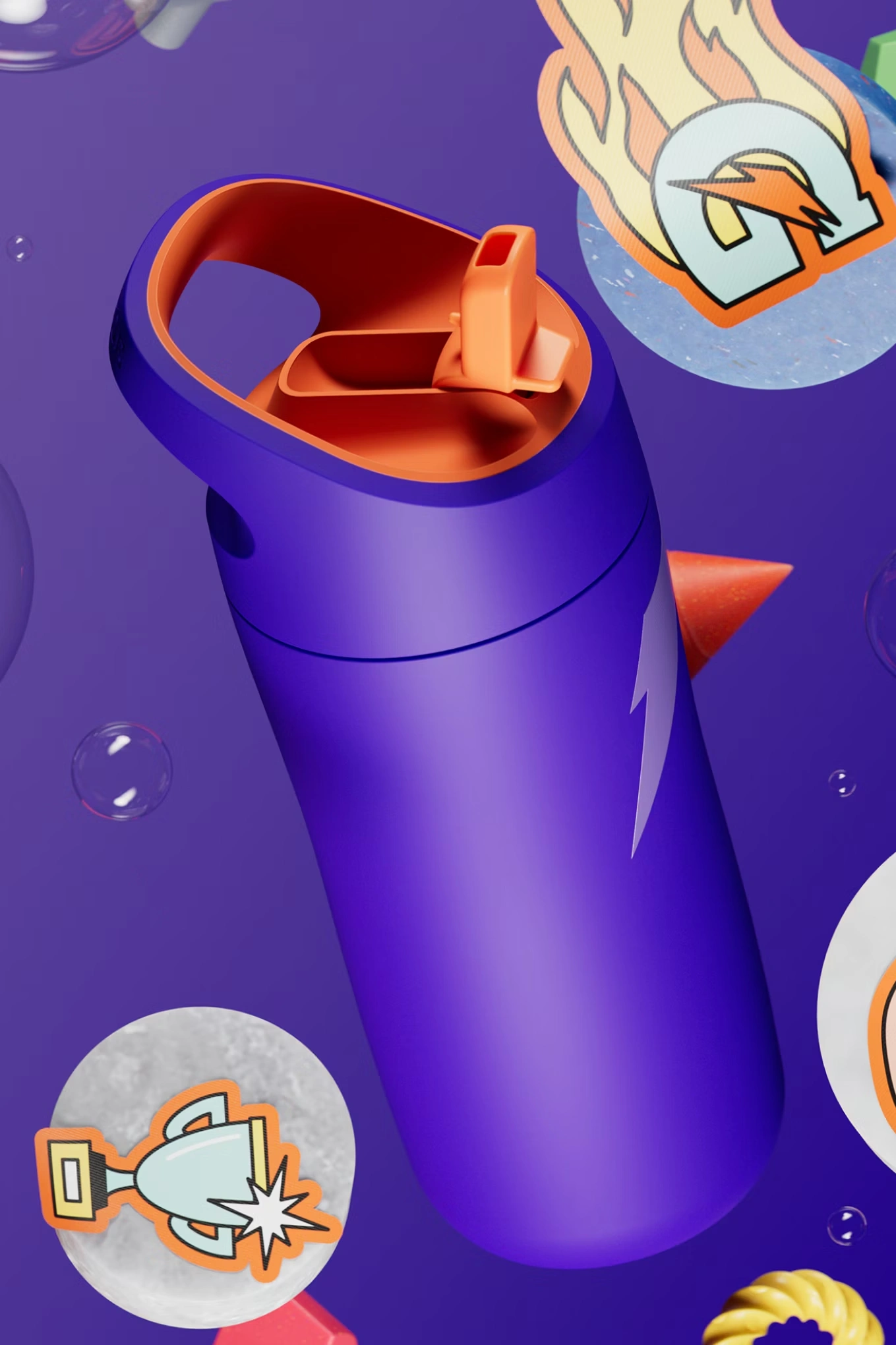 Kids Purple Stainless Steel Water Bottle (12 oz)